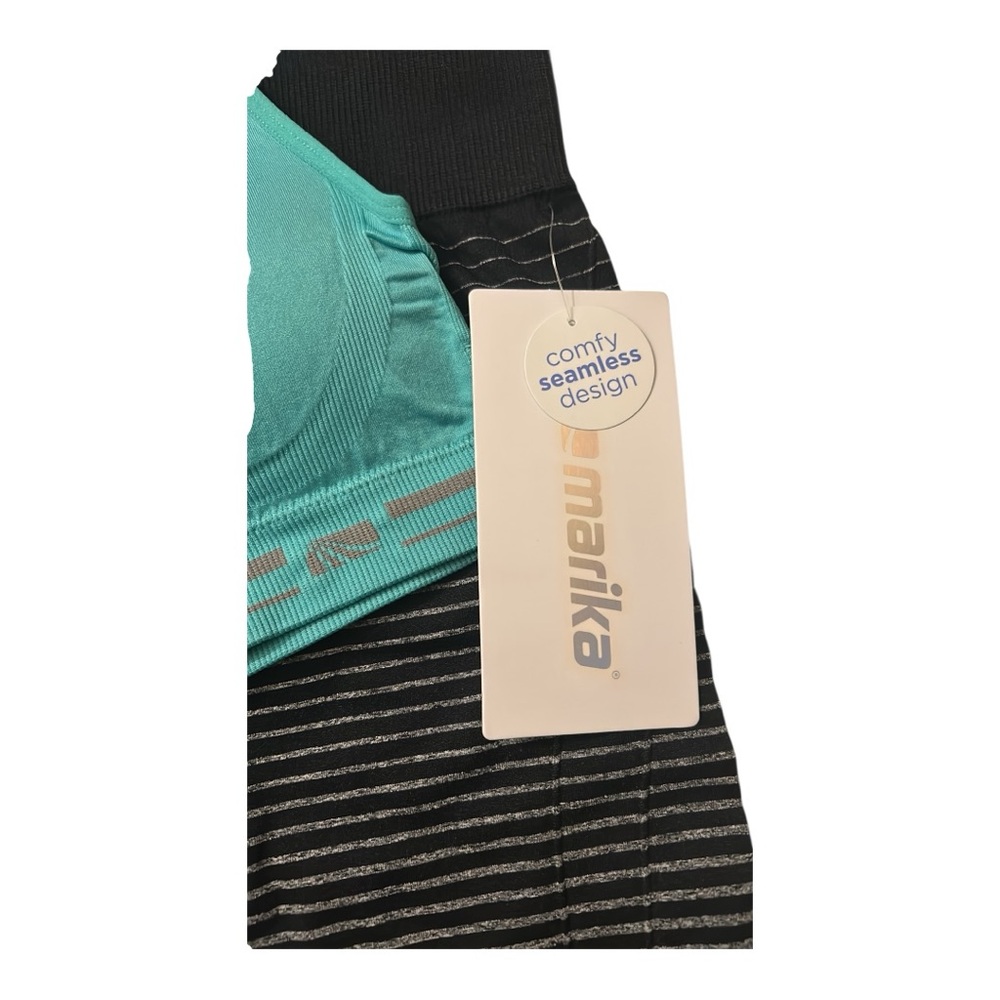 Marika Teal and Black Sports Bra (Set) NWT - Sz MEDIUM - Picture 6 of 13